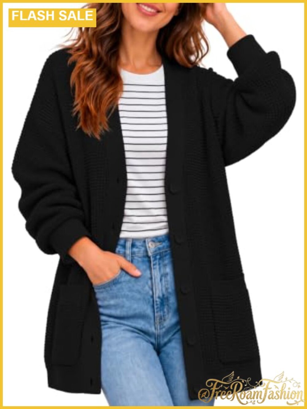 100% Cotton Button Down Cardigan Sweater with Pockets Oversized